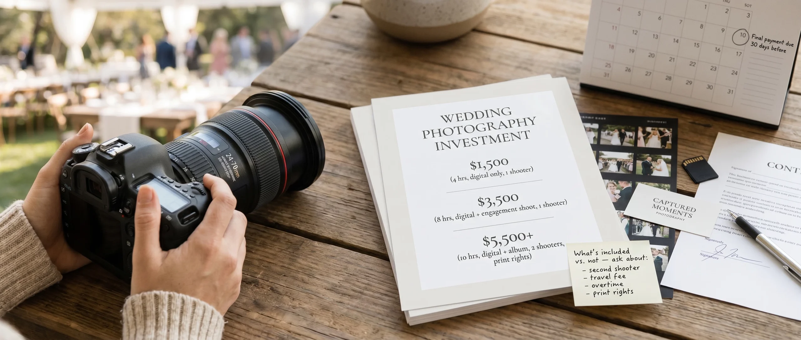 wedding photographer cost breakdown